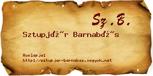 Sztupjár Barnabás névjegykártya